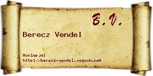 Berecz Vendel névjegykártya